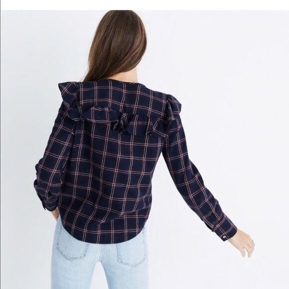 Madewell Berkshire Plaid Ruffle Yoke Top - Picture 8 of 8